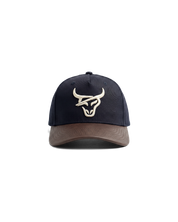 HONKER HAT- BLUE/BROWN - LEATHER BRIM