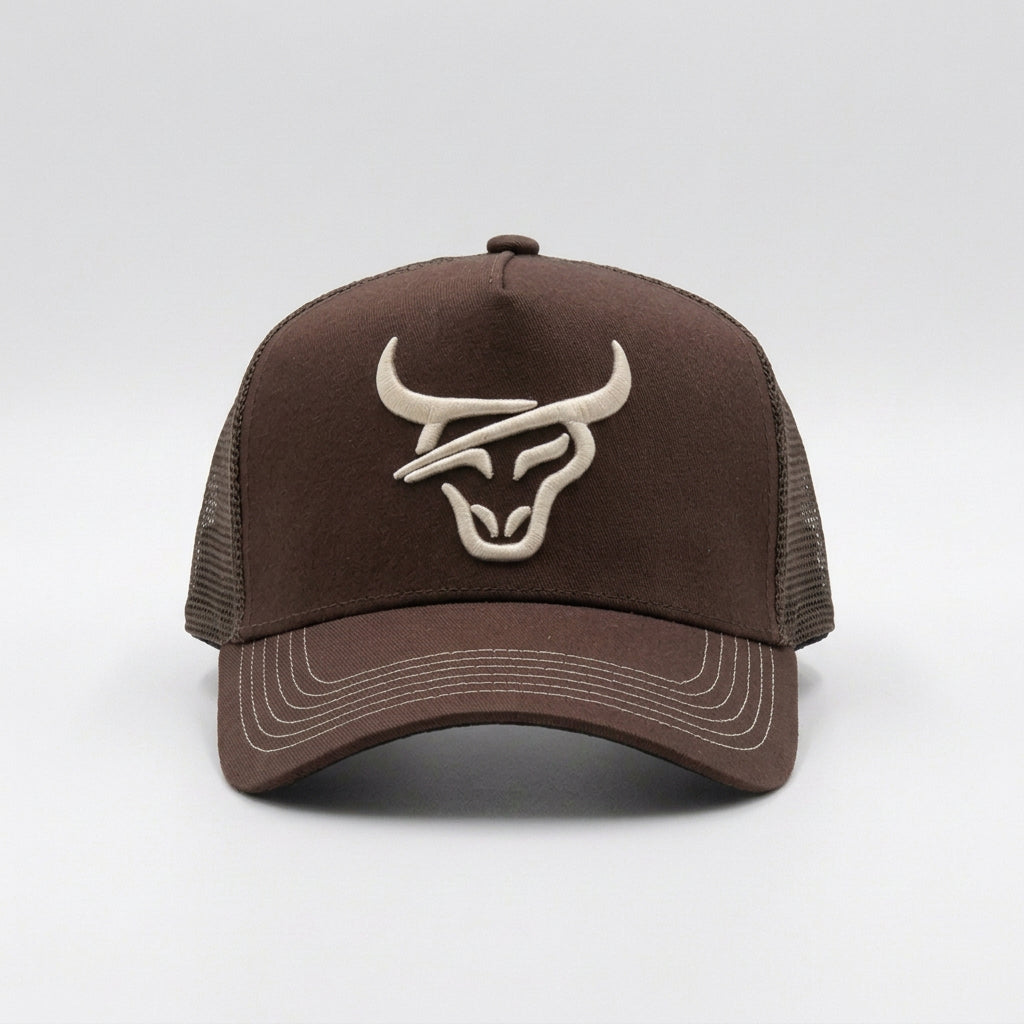 HONKER BULL HAT - BROWN/OFF WHITE LOGO - MESH