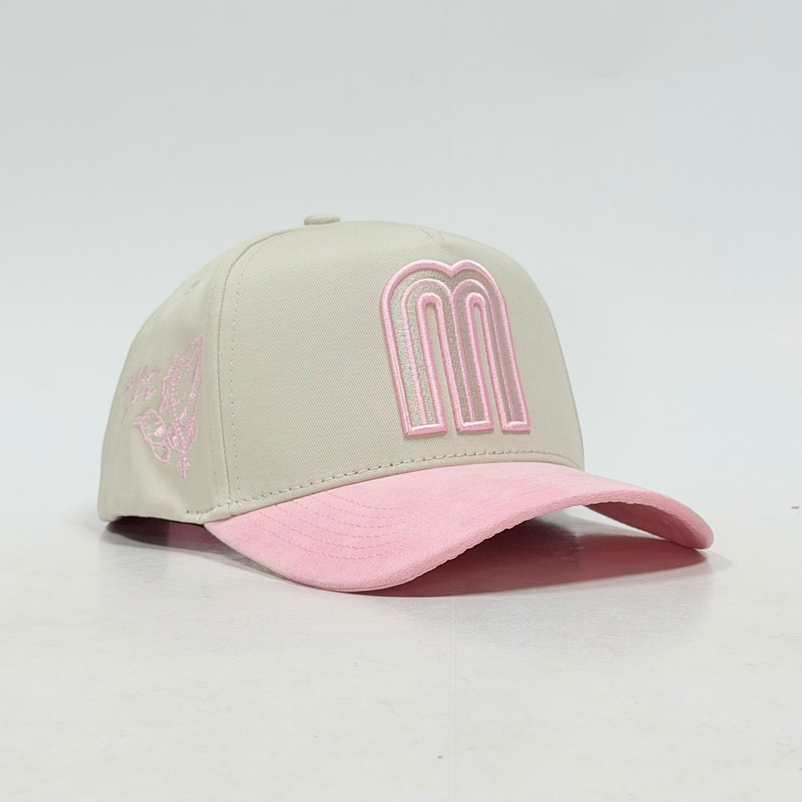 SI DIOS QUIERE HAT - CREAM/PINK LOGO - SUEDE BRIM