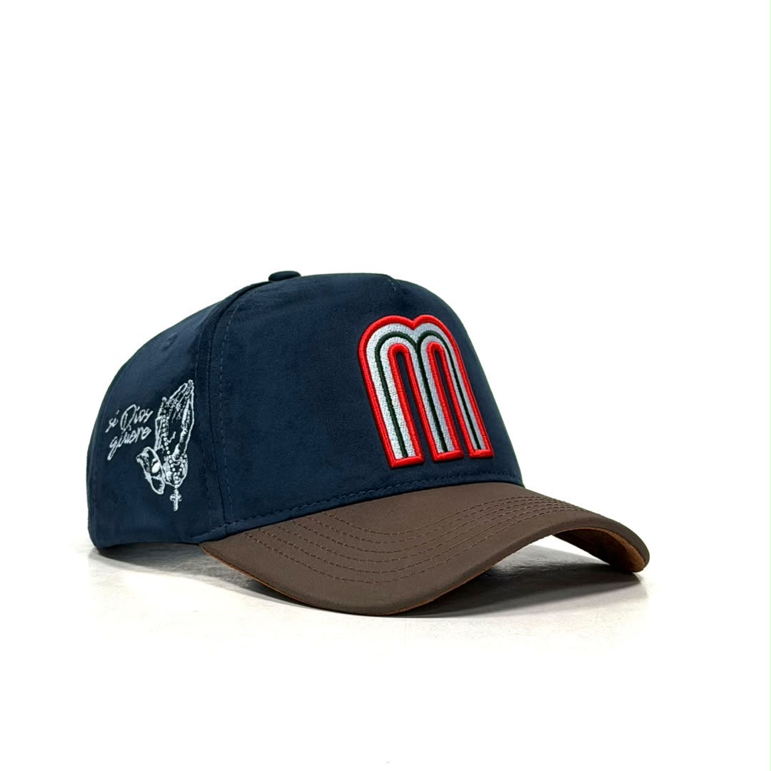 SI DIOS QUIERE HAT - BLUE/RED LOGO - LEATHER BRIM