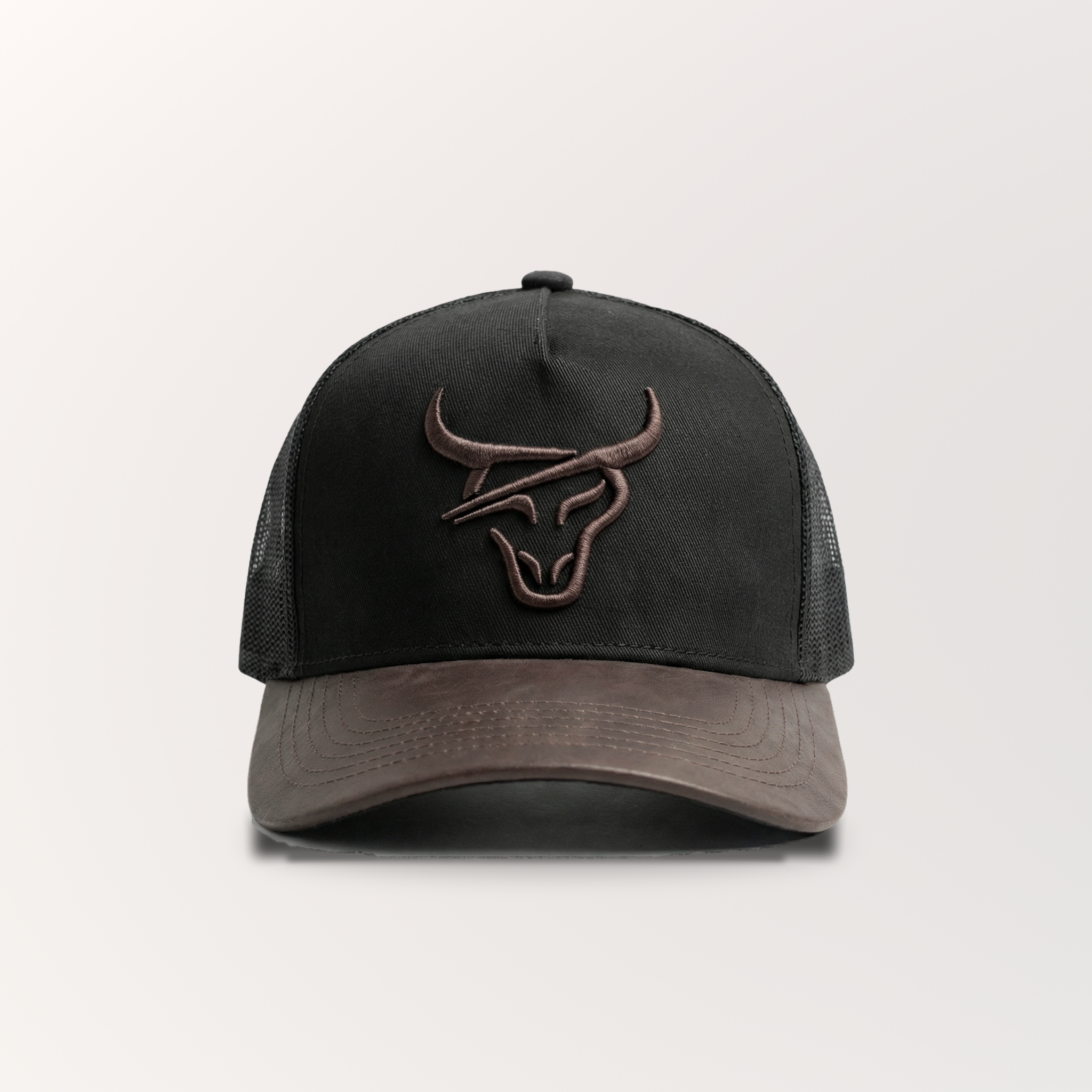 BROWN LEATHER BRIM - MESH
