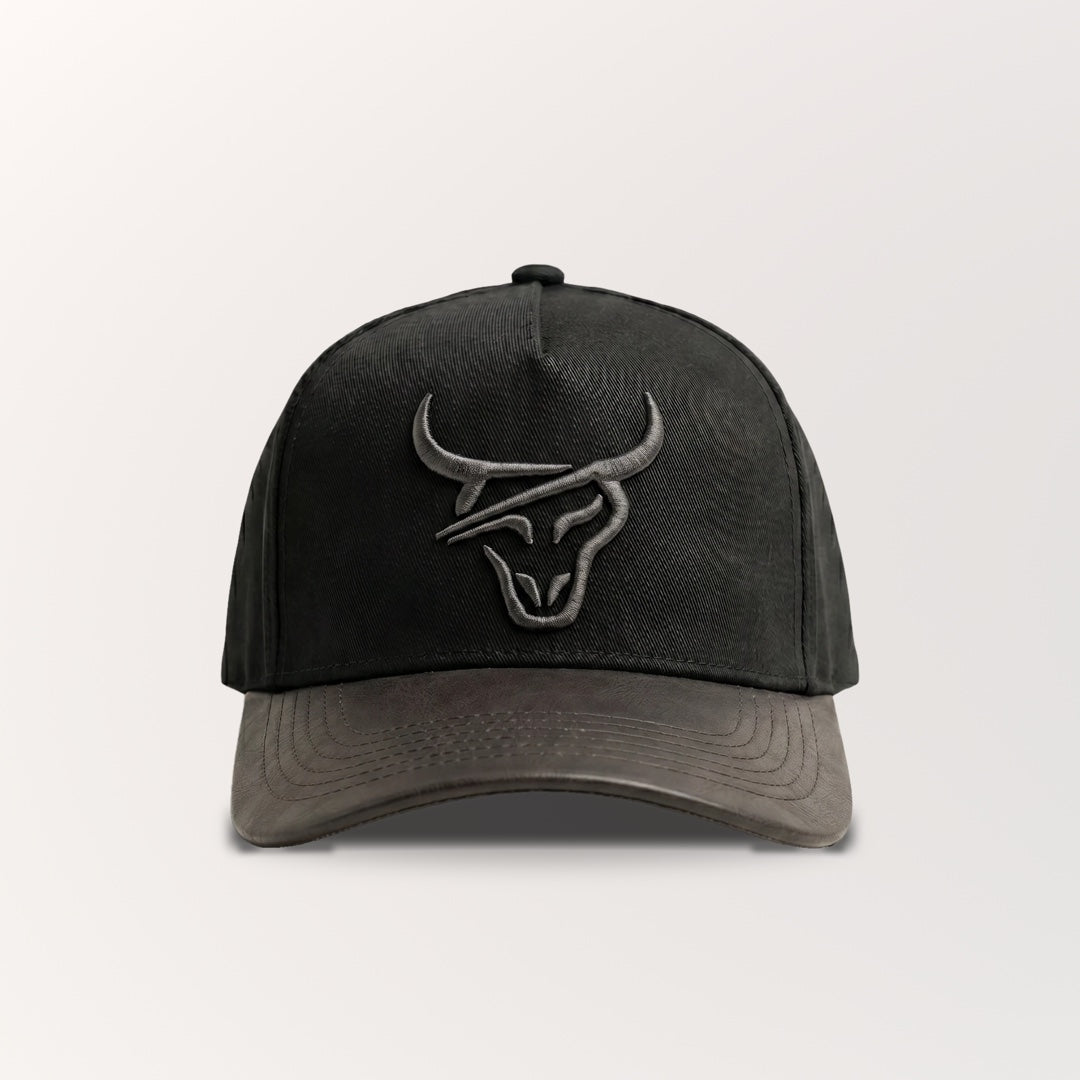 HONKER HAT- BLACK/BROWN LEATHER BRIM