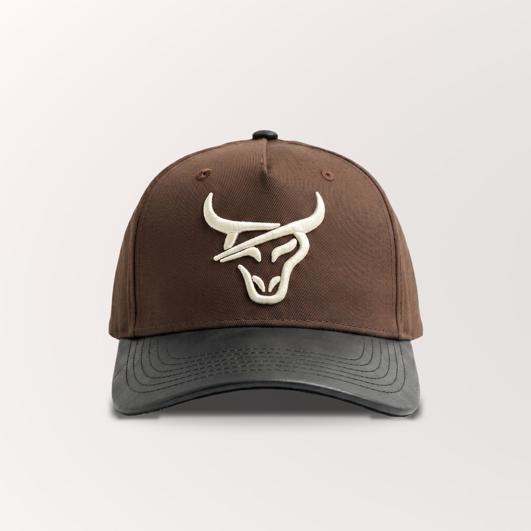 HONKER HAT- DARK BROWN/BLACK LEATHER BRIM
