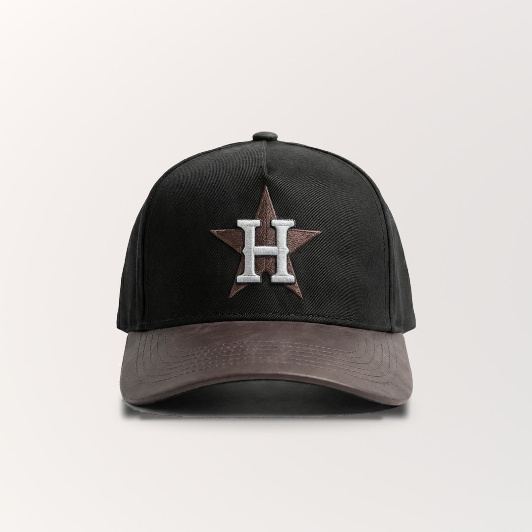 HONKER HOUSTON HAT - BLACK/BROWN LEATHER BRIM