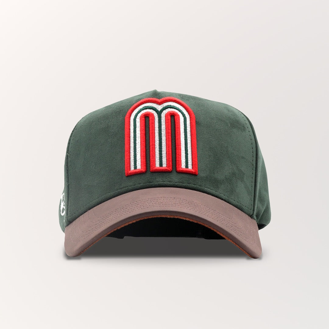 SI DIOS QUIERE HAT GREEN/BROWN LEATHER BRIM