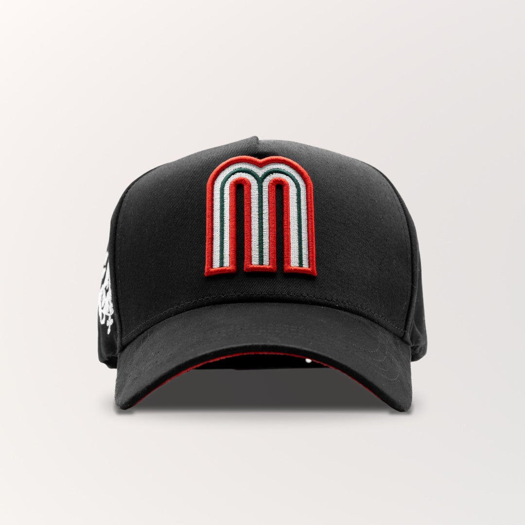 SI DIOS QUIERE HAT BLACK/ RED LOGO